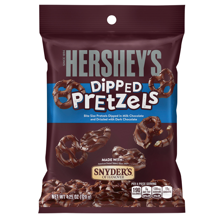 HERSHEY’S MILK CHOCOLATE DIPPED PRETZELS 120g