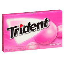 TRIDENT BUBBLEGUM SUGAR FREE GUM 14 STICKS