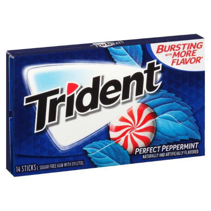 TRIDENT PERFECT PEPPERMINT SUGAR FREE GUM 14 STICKS