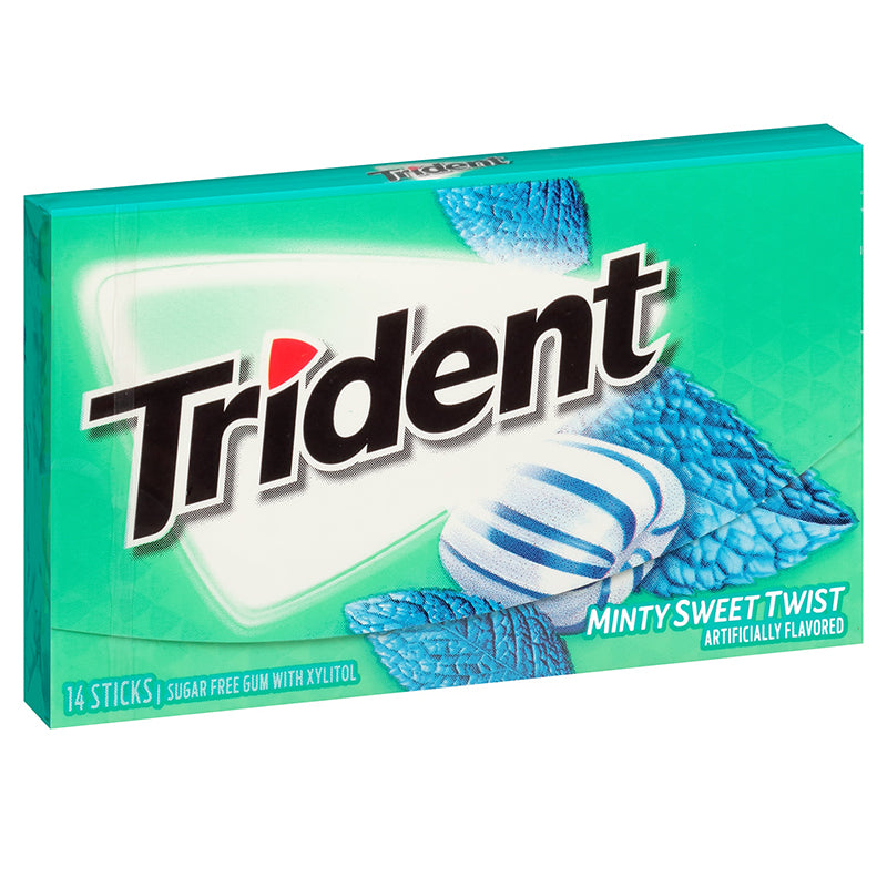 TRIDENT MINTY SWEET TWIST SUGAR FREE GUM 14 STICKS
