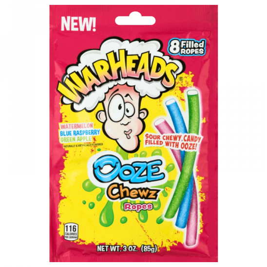 WARHEADS OOZE CHEWS ROPES 85g