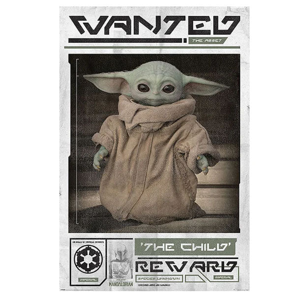 POSTER 61 91,5 STAR WARS THE MANDALORIAN WANTED THE CHILD no23