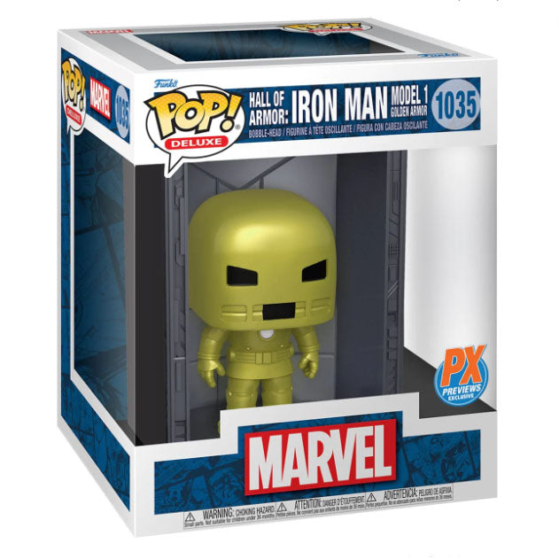 FUNKO POP! DELUXE MARVEL HALL OF ARMOR IRON MAN MODEL 1 GOLDEN ARMOR PX PREVIEWS EXCLUSIVE 1035