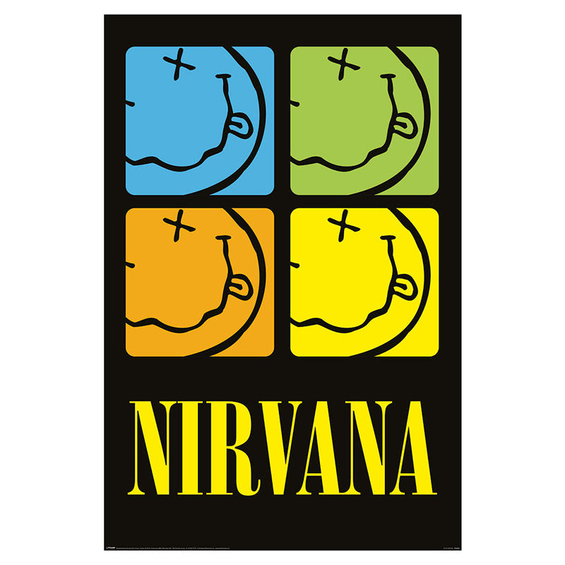POSTER 61 91,5 NIRVANA SMILEY SQUARES no106