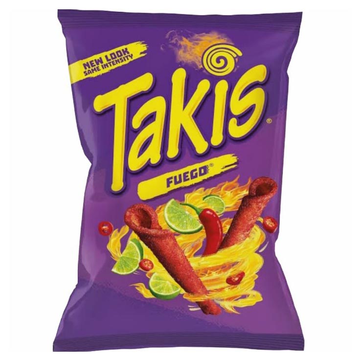 TAKIS FUEGO HOT CHILI PEPPER AND LIME TORTILLA CHIPS 100g