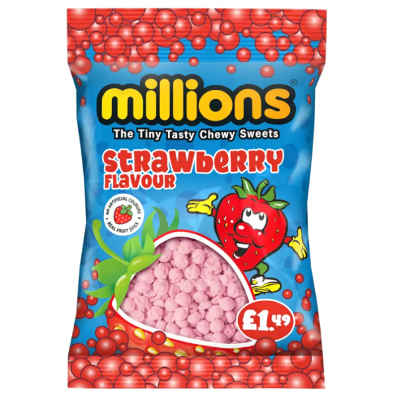 MILLIONS STRAWBERRY FLAVOUR HANGING BAG 110g