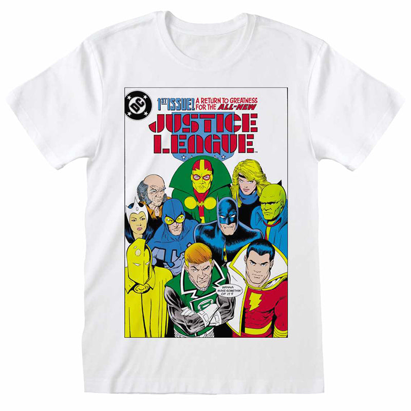 T-SHIRT DC COMICS JUSTICE LEAGUE COMIC COVER WHITE