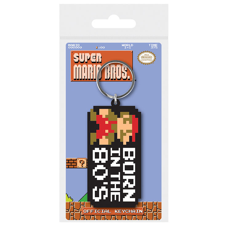 KEYCHAIN CARDED SUPER MARIO BROS BORN IN THE 80´S