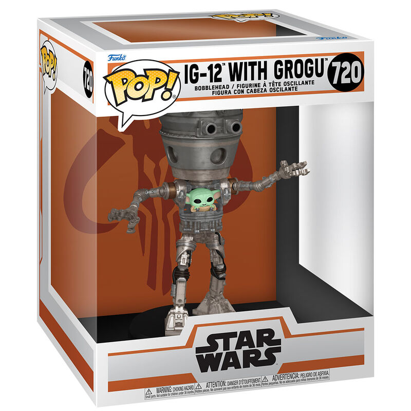 FUNKO POP! STAR WARS THE MANDALORIAN IG-12 WITH GROGU no720