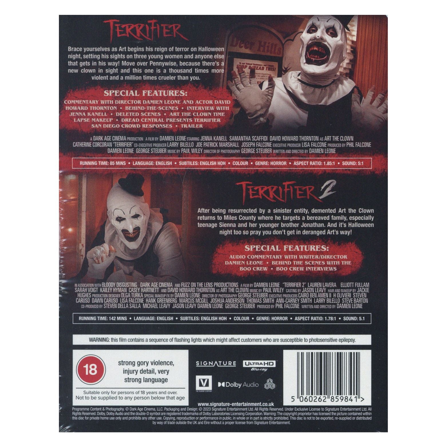 BLU-RAY 4K ULTRA HD STEELBOOK TERRIFIER THE BLOODY DUO