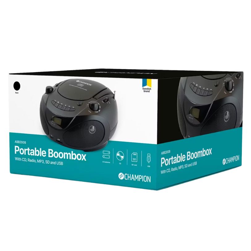 CHAMPION BOOMBOX CD/RADIO/MP3/USB SVART