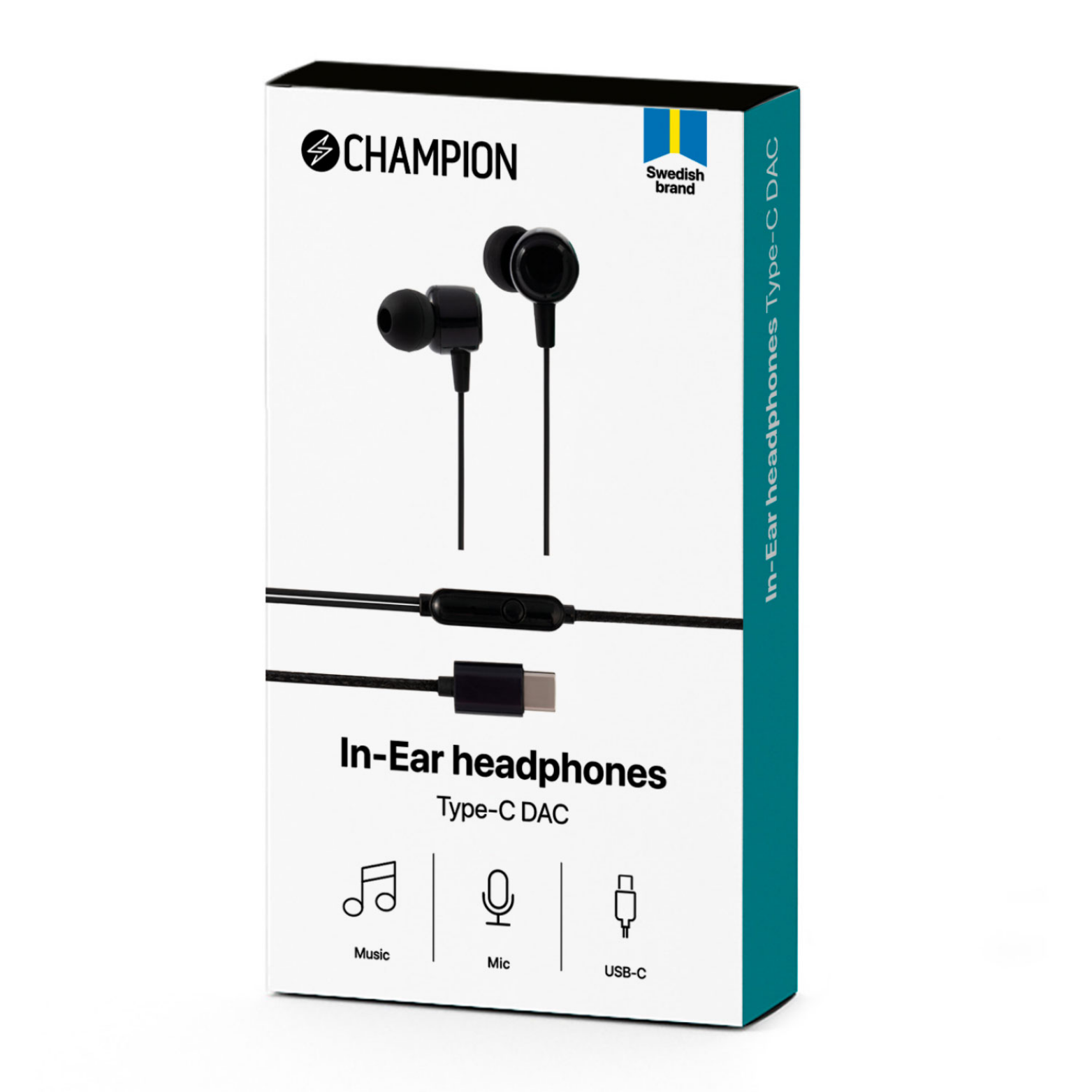 CHAMPION IN-EAR HÖRLURAR USB-C SVART
