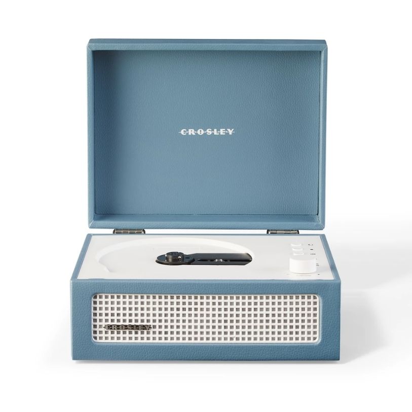 CROSLEY CD PLAYER PORTABLE TURNTABLE BLUETOOTH OUT WASHED BLUE
