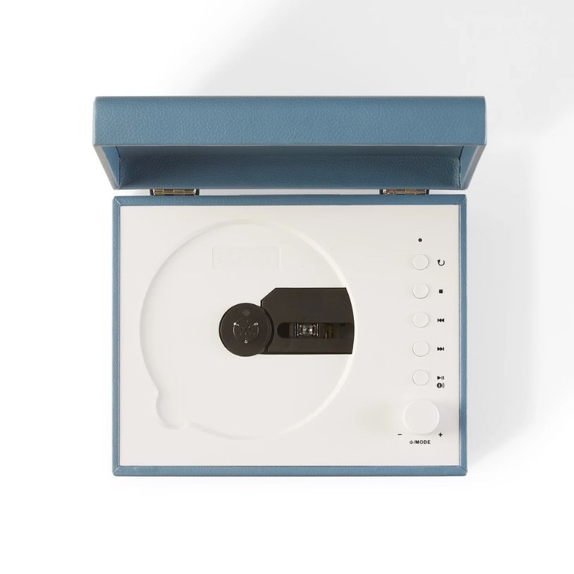 CROSLEY CD PLAYER PORTABLE TURNTABLE BLUETOOTH OUT WASHED BLUE