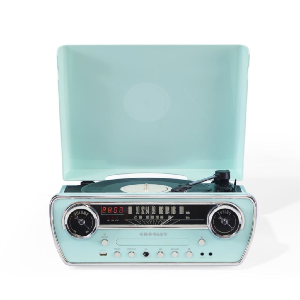 CROSLEY POWEL 7-IN-1 RECORD PLAYER AQUA BLUE