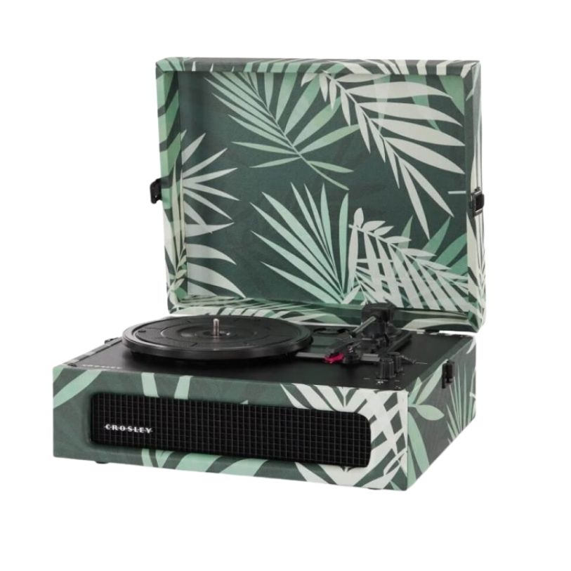CROSLEY VINYL PLAYER VOYAGER PORTABLE TURNTABLE BLUETOOTH OUT BOTANICAL GREEN