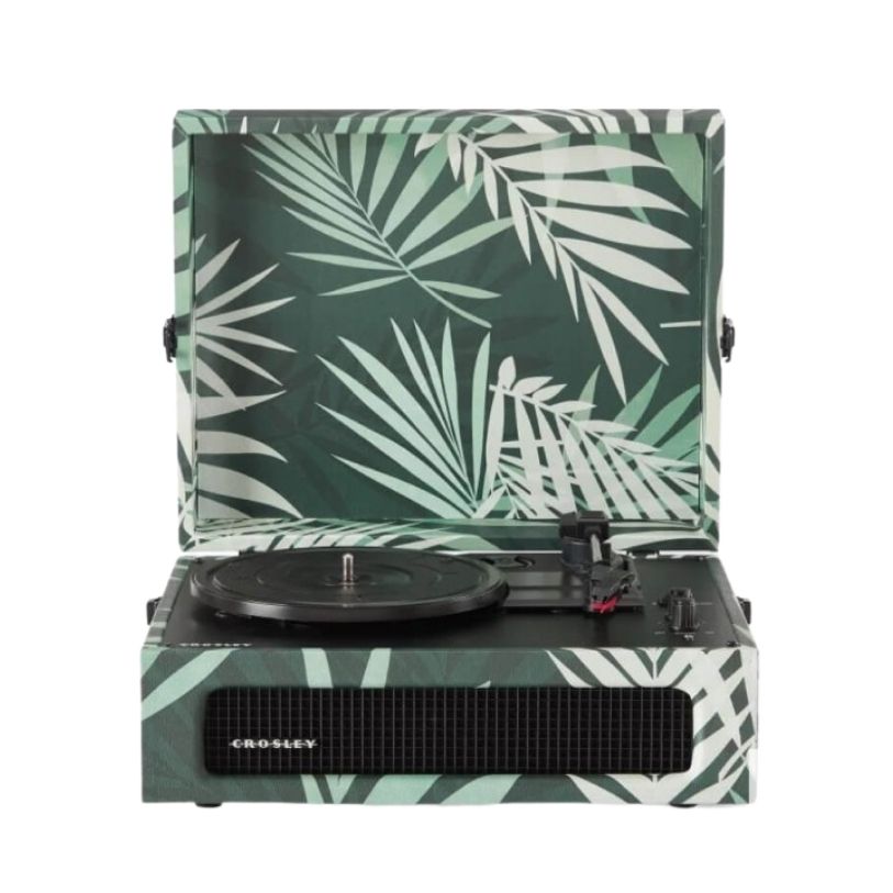 CROSLEY VINYL PLAYER VOYAGER PORTABLE TURNTABLE BLUETOOTH OUT BOTANICAL GREEN