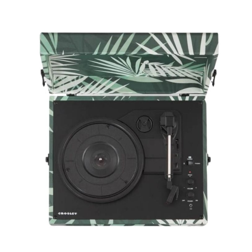 CROSLEY VINYL PLAYER VOYAGER PORTABLE TURNTABLE BLUETOOTH OUT BOTANICAL GREEN