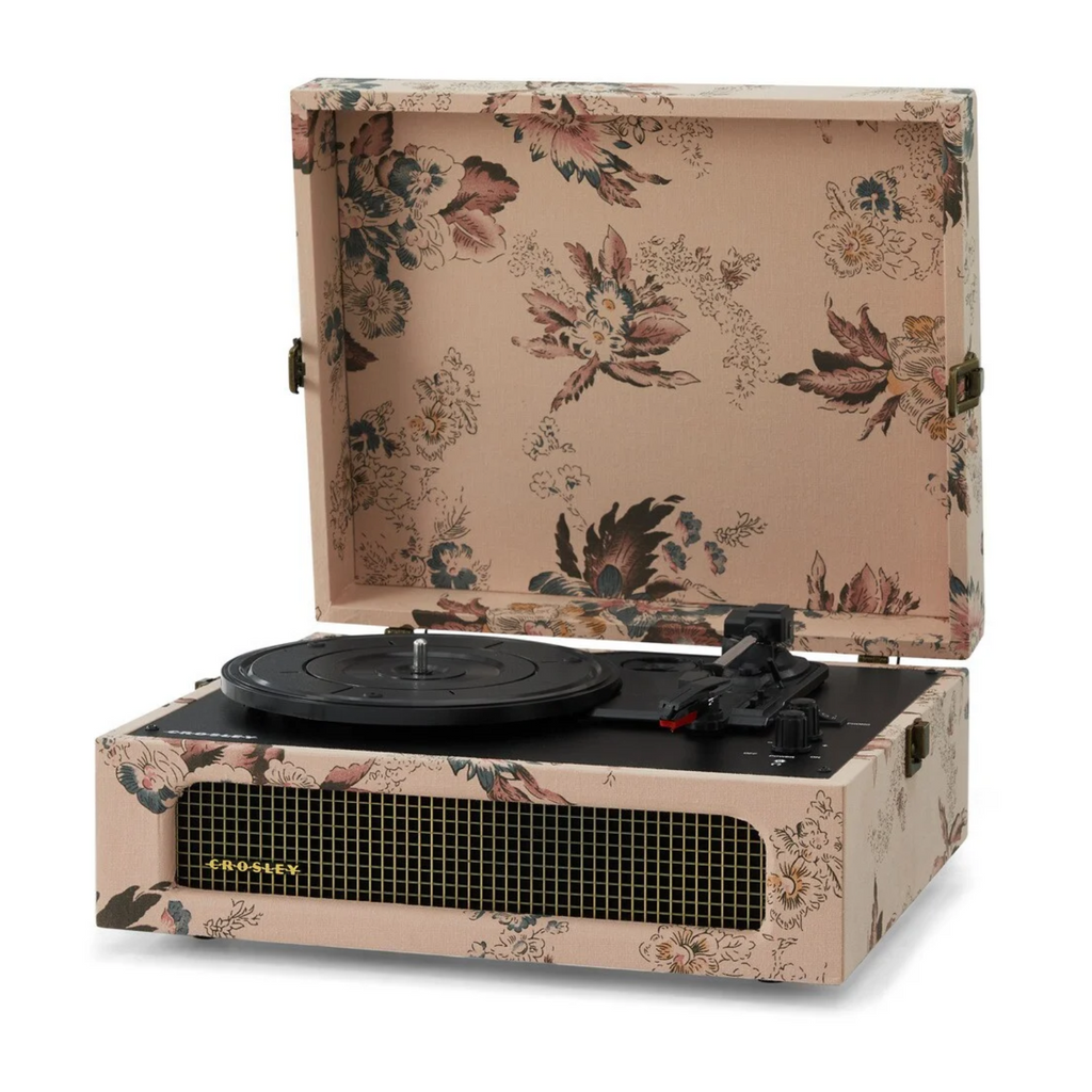 CROSLEY VINYL PLAYER VOYAGER PORTABLE TURNTABLE BLUETOOTH OUT FLORAL