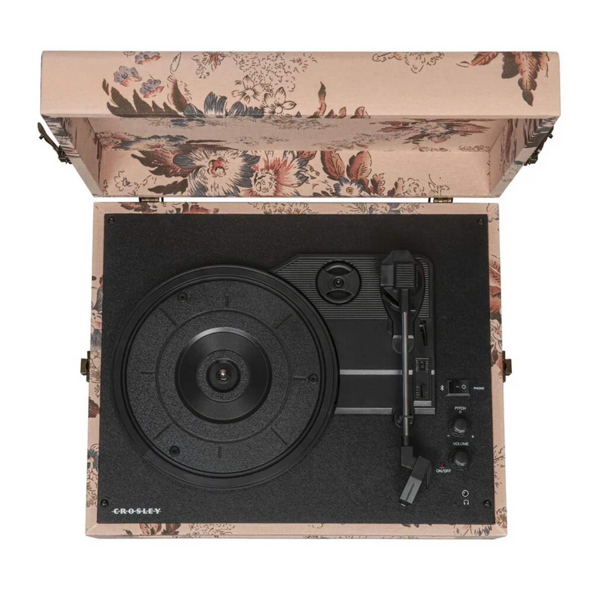 CROSLEY VINYL PLAYER VOYAGER PORTABLE TURNTABLE BLUETOOTH OUT FLORAL