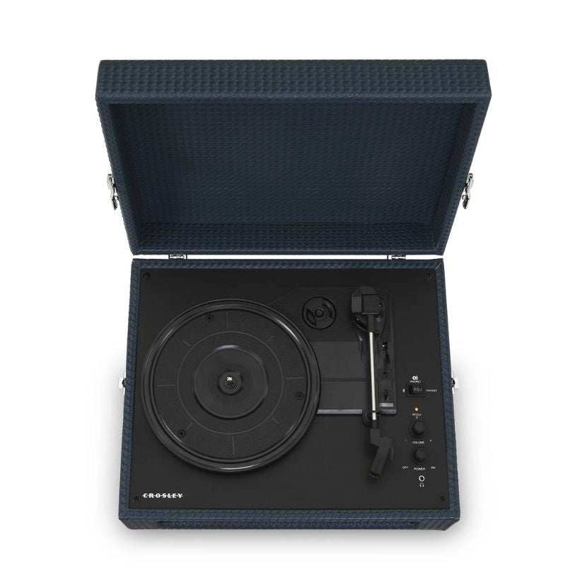 CROSLEY VINYL PLAYER VOYAGER PORTABLE TURNTABLE BLUETOOTH OUT NAVY BLUE