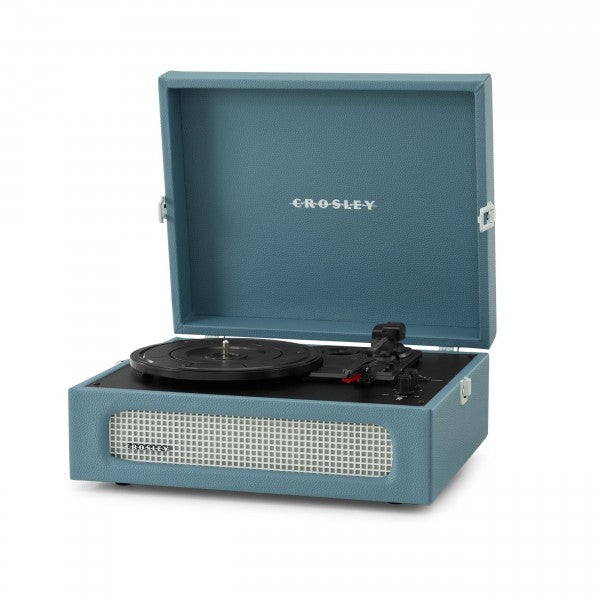 CROSLEY VINYL PLAYER VOYAGER PORTABLE TURNTABLE BLUETOOTH OUT WASHED BLUE