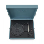 CROSLEY VINYL PLAYER VOYAGER PORTABLE TURNTABLE BLUETOOTH OUT WASHED BLUE