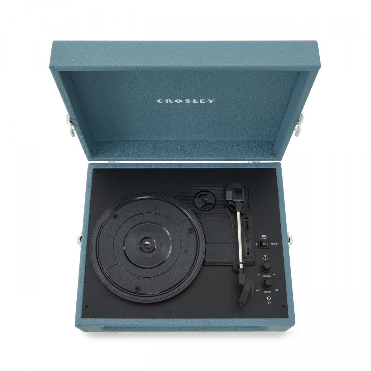 CROSLEY VINYL PLAYER VOYAGER PORTABLE TURNTABLE BLUETOOTH OUT WASHED BLUE