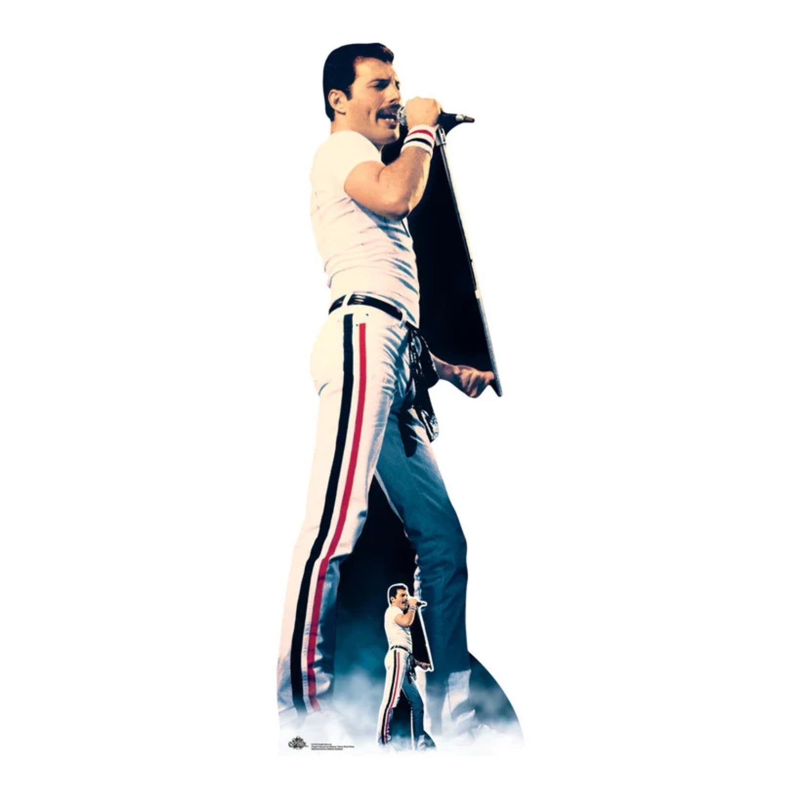 CUTOUTS FREDDIE MERCURY ON STAGE ICON 1982 RED AND BLUE STRIPES (CS700)