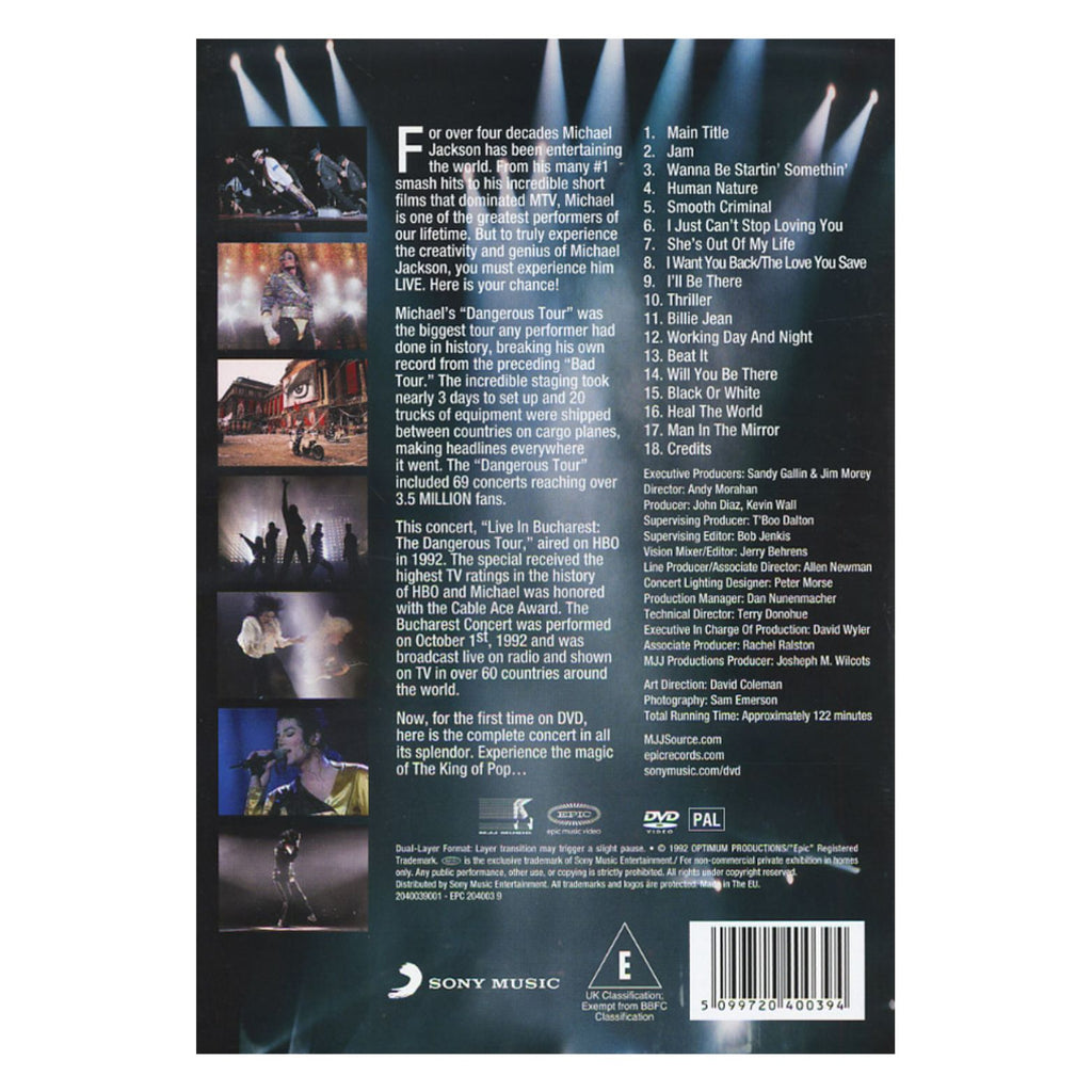 DVD MICHAEL JACKSON LIVE IN BUCHAREST: THE DANGEROUS TOUR