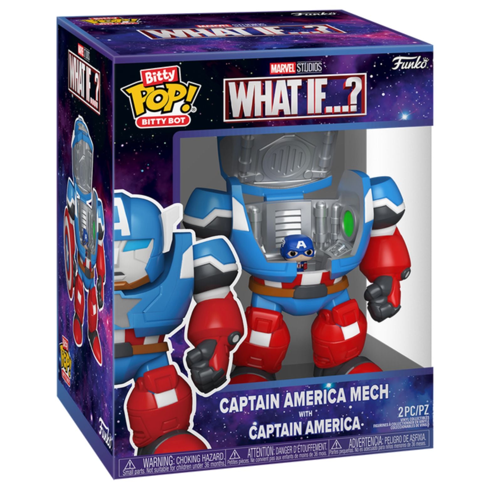 FUNKO BITTY POP! BITTY BOT MARVEL STUDIOS WHAT IF...? CAPTAIN AMERICA MECH WITH CAPRAIN AMERICA 2pc