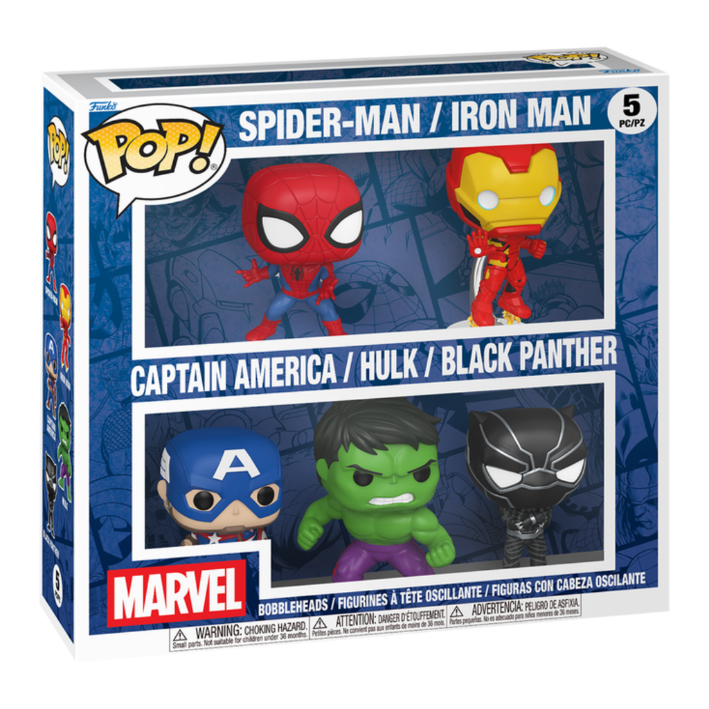 FUNKO POP! BLACK FRIDAY BUNDLE MARVEL SPIDER-MAN/IRON MAN/CAPTAIN AMERICA/HULK/BLACK PANTHER 5-PACK
