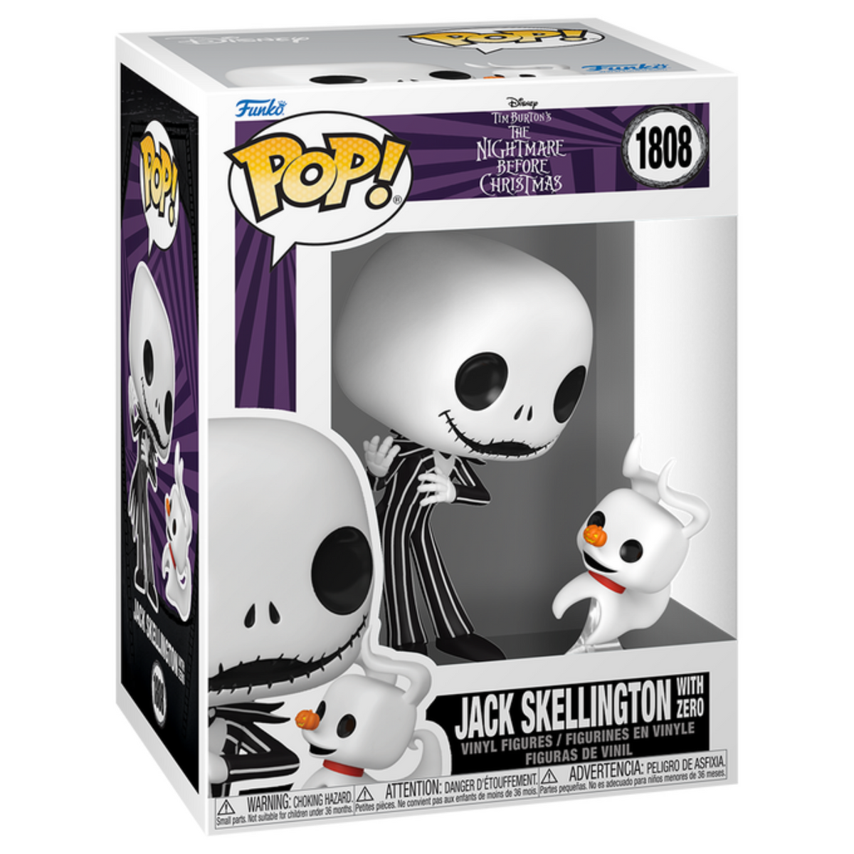 FUNKO POP! DISNEY THE NIGHTMARE BEFORE CHRISTMAS JACK SKELLINGTON WITH ZERO no1808
