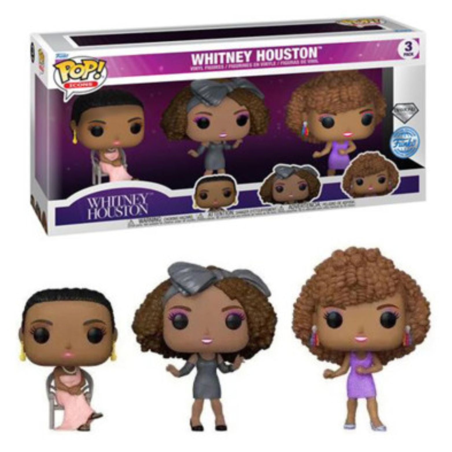 FUNKO POP! ICONS WHITNEY HOUSTON DIAMOND COLLECTION SPECIAL EDITION 3pack
