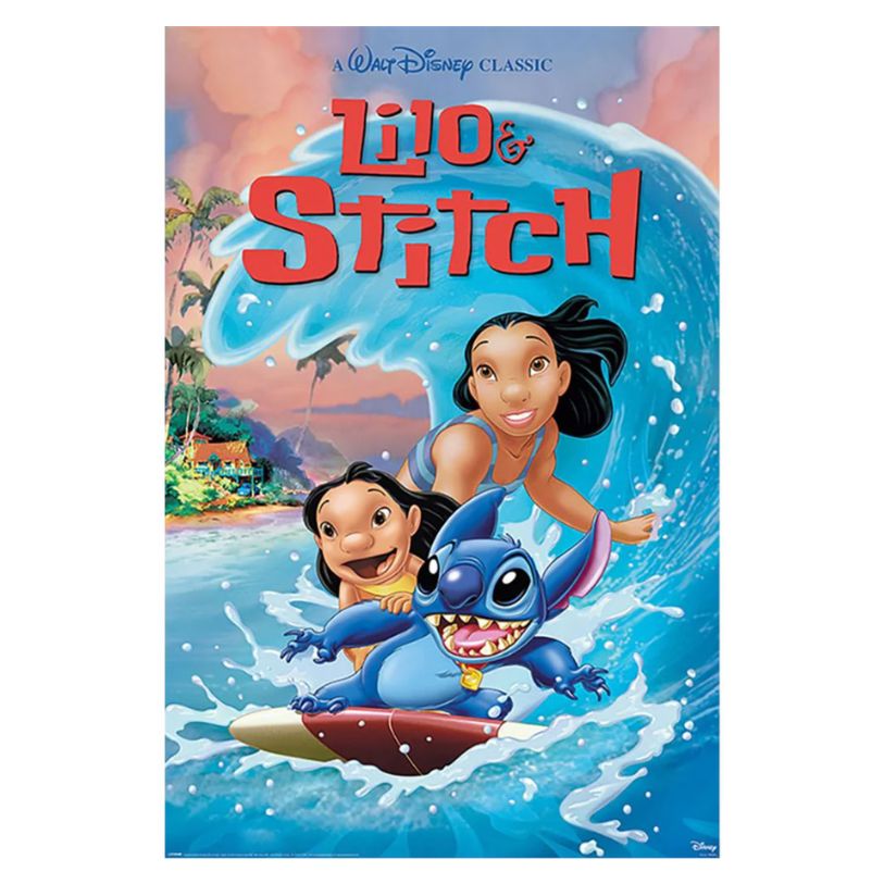POSTER 61*91,5 DISNEY LILO AND STITCH WAVE SURF no160