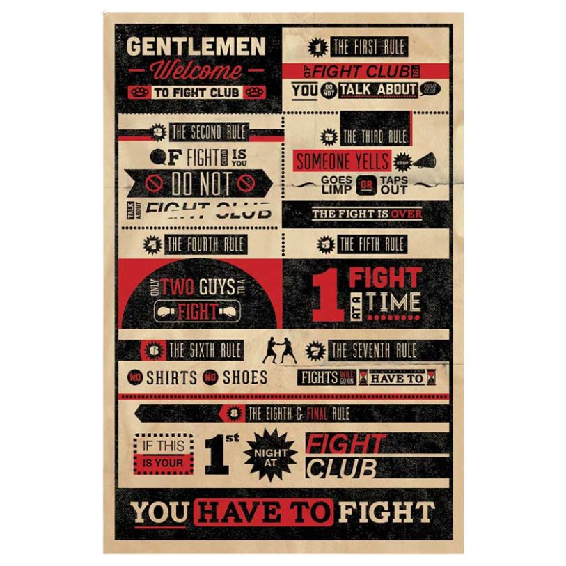 POSTER 61*91,5 FIGHT CLUB RULES INFOGRAFIA no96