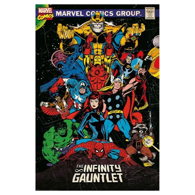 POSTER 61*91,5 MARVEL RETRO THE INFINITY GAUNTLET no175
