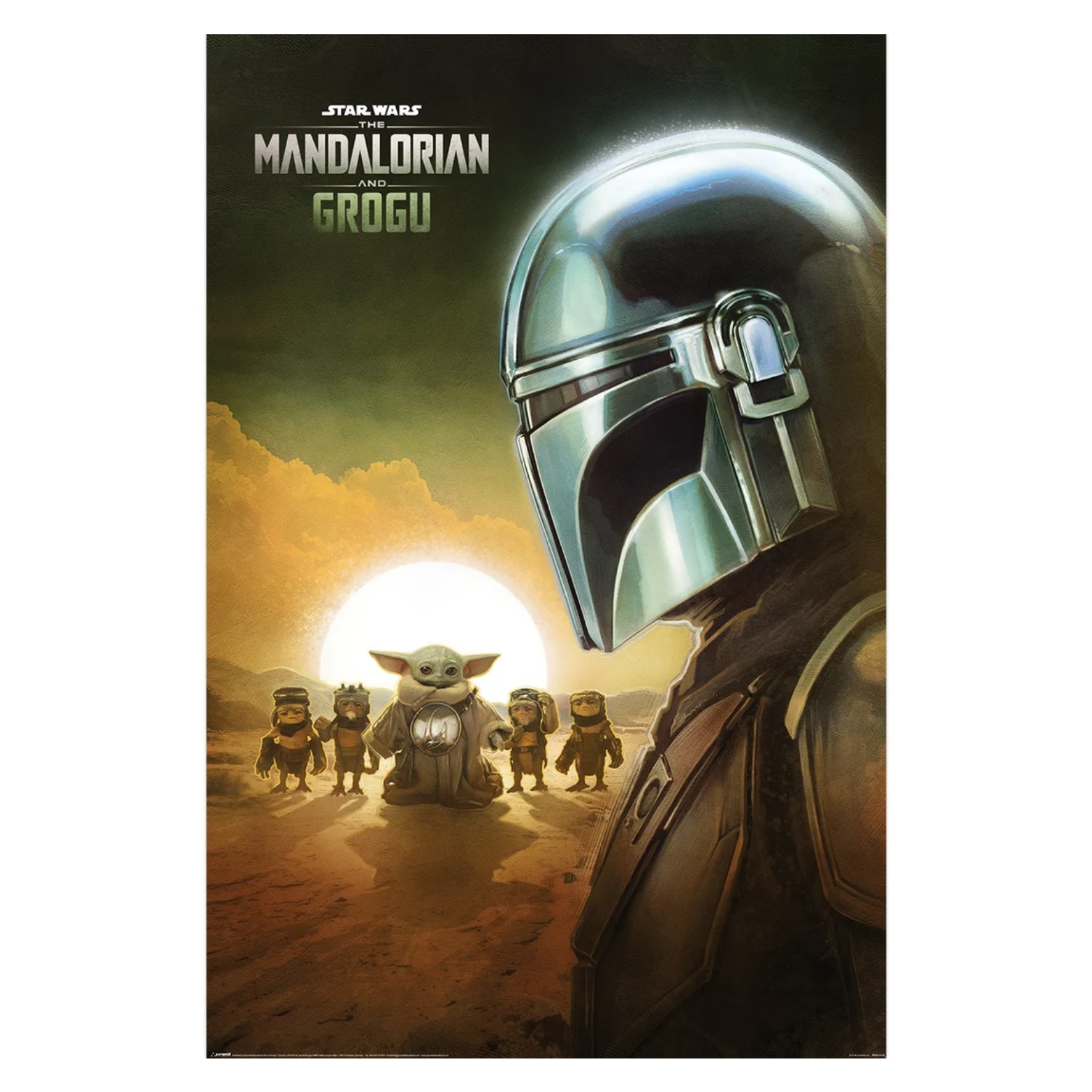 POSTER 61*91,5 STAR WARS THE MANDALORIAN AND GROGU SUNSET no48
