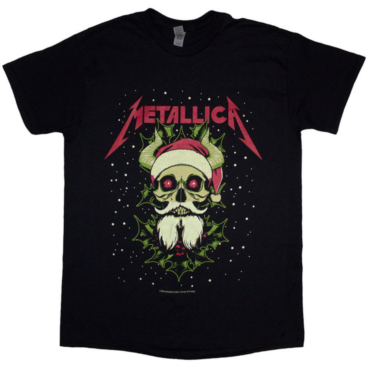 T-SHIRT CHRISTMAS METALLICA SANTA HORNS SIZE-L