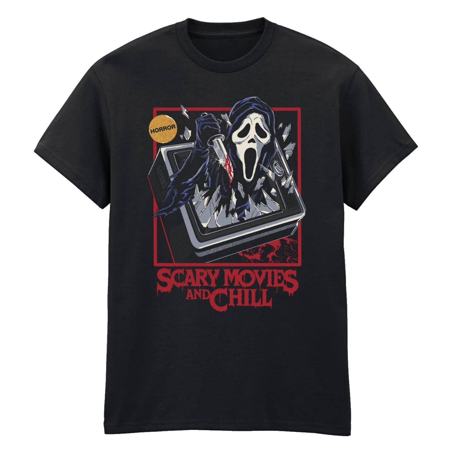 T-SHIRT GHOST FACE & STEVEN RHODES SCARY MOVIES AND CHILL
