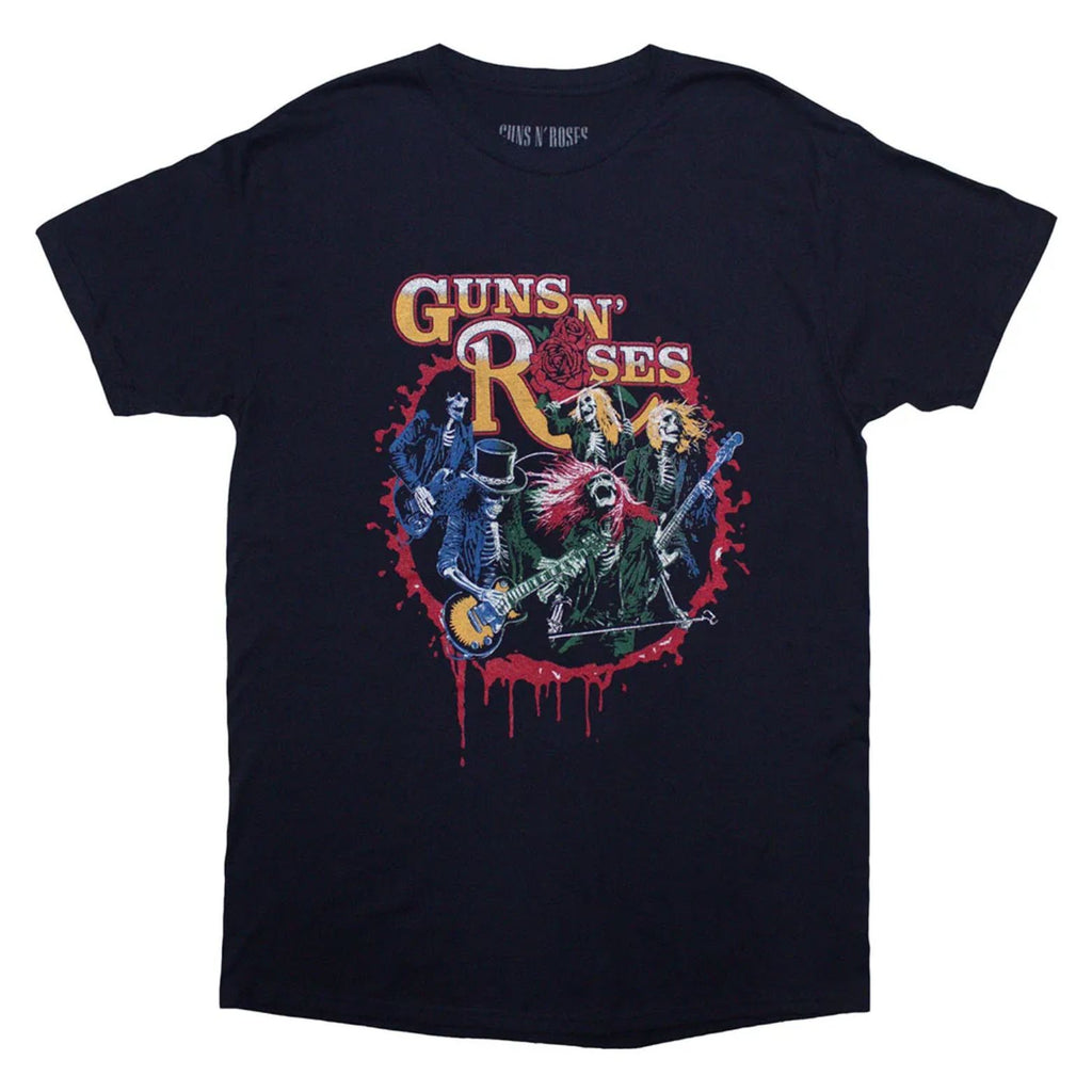 T-SHIRT GUNS N ROSES WAS HERE NAVY BLUE