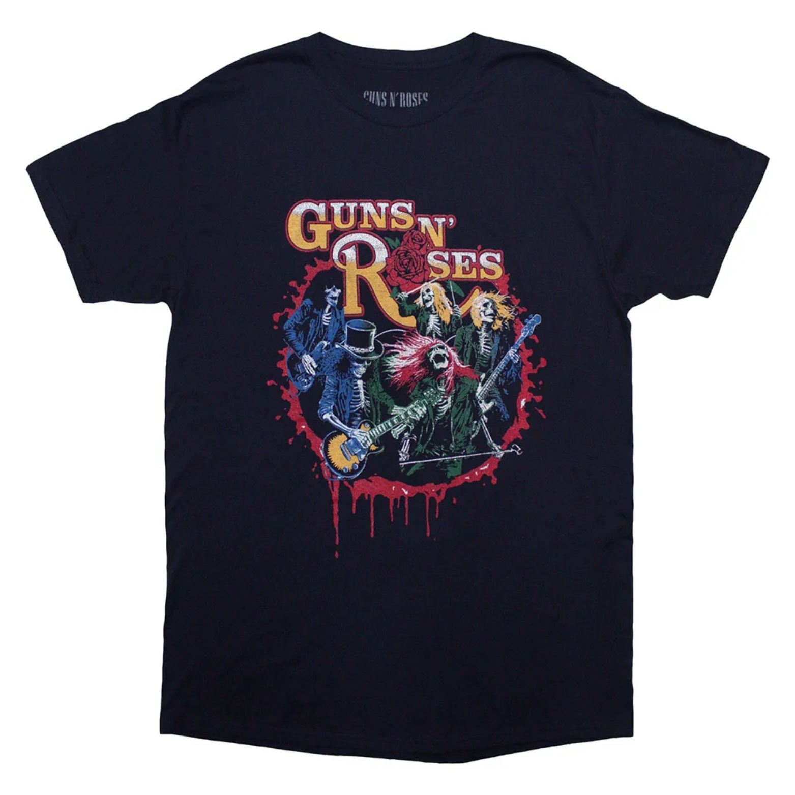 T-SHIRT GUNS N ROSES WAS HERE NAVY BLUE