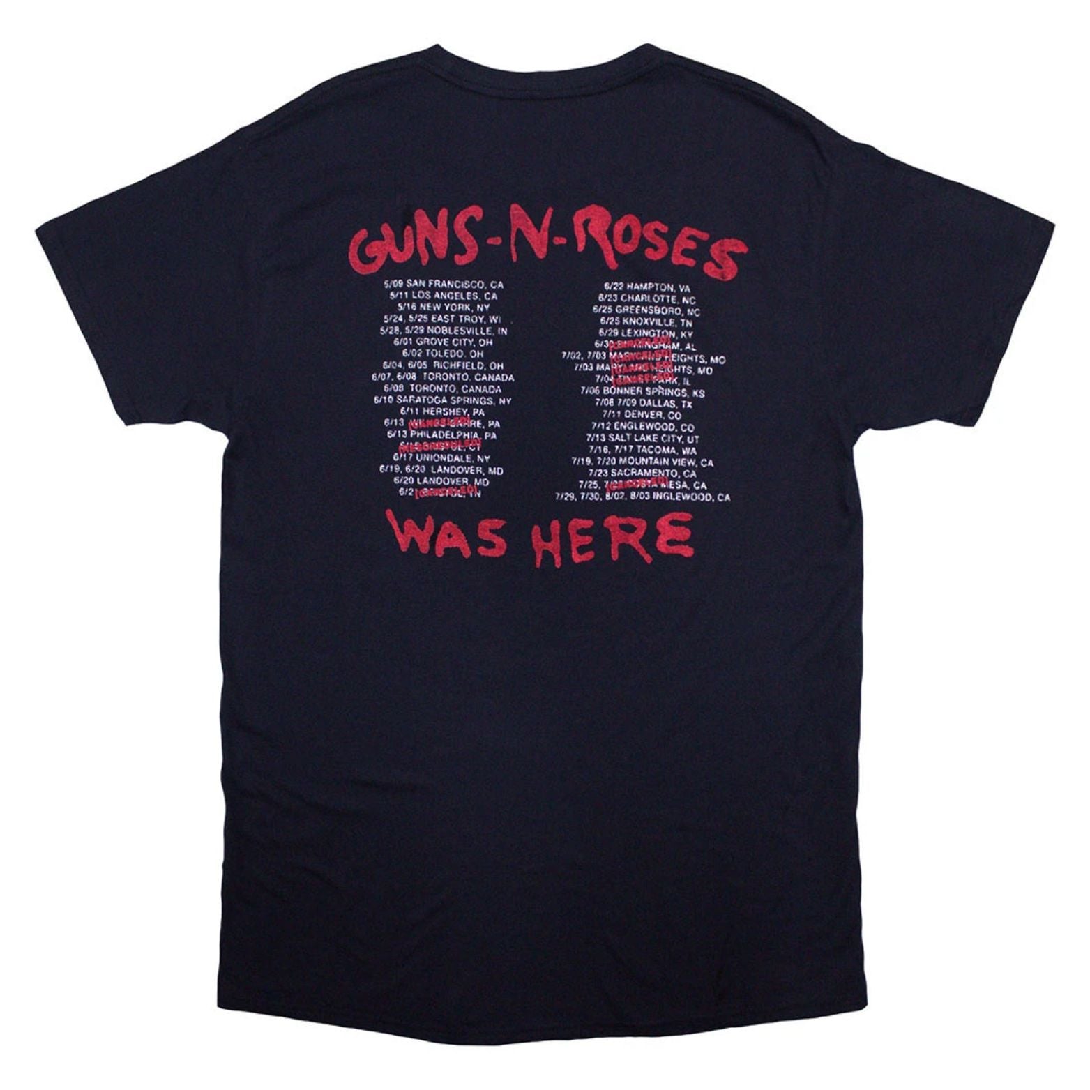 T-SHIRT GUNS N ROSES WAS HERE NAVY BLUE