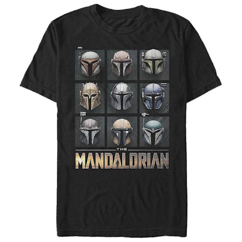 T-SHIRT STAR WARS THE MANDALORIAN MANDO HELMETS SIZE-M