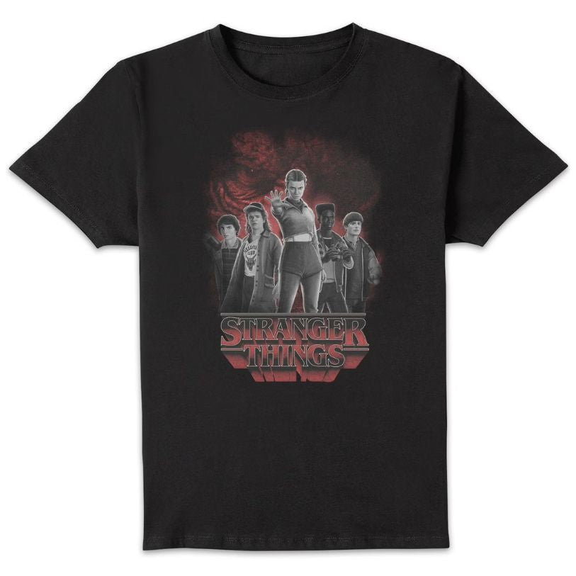 T-SHIRT STRANGER THINGS GROUP WITH VECNA BEHIND SIZE-XL
