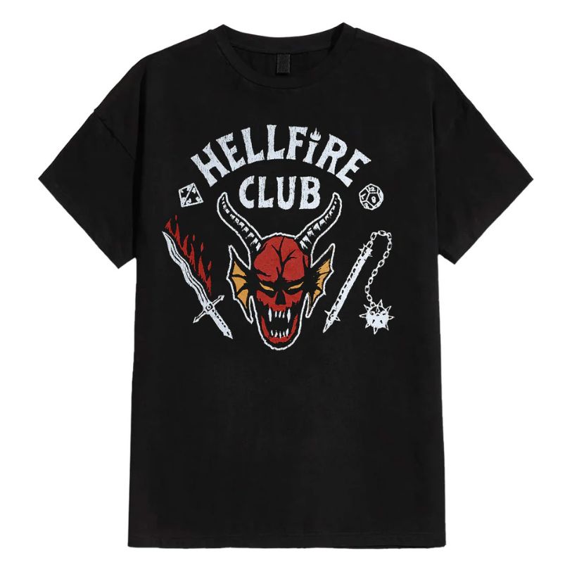 T-SHIRT STRANGER THINGS HELLFIRE CLUB LOGO BLACK SIZE-XL